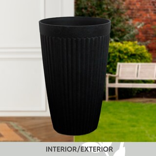 Foto 3 | Jauz Improvement Maceta Minimalista Diseño Alta Lineal Cilindro Color Negro Obsidiana (mod. J0079)