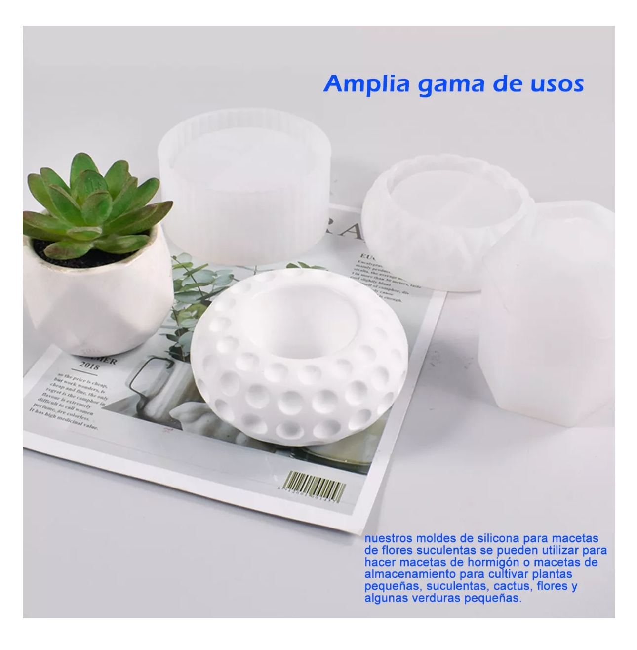 Foto 6 pulgar | Moldes Pequeñas Jardineras Moldes Para Maceta Plantas 5 Pzs, Blanco