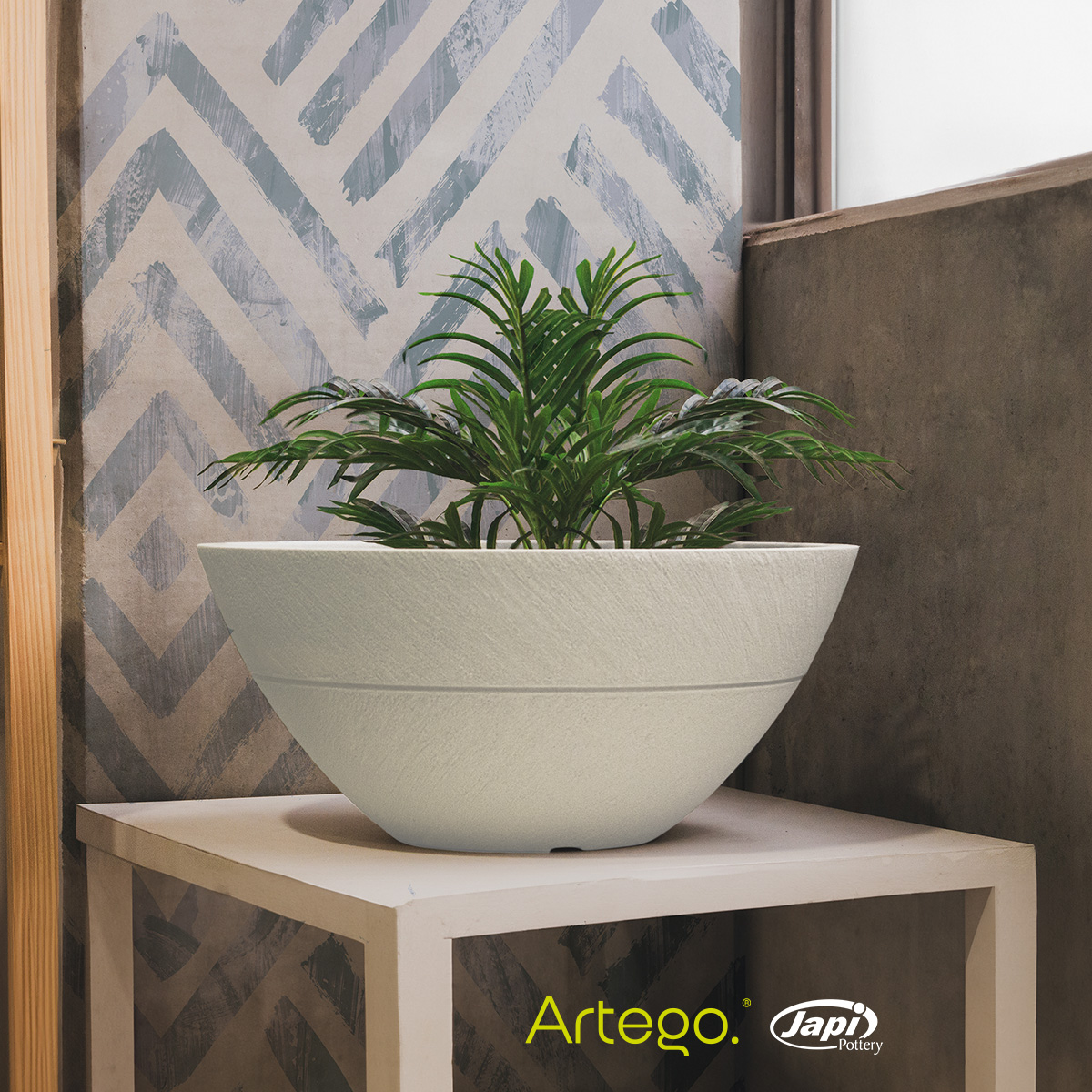 Foto 5 | Maceta Artego Japi Beige para Exteriores Bowl de 55 cm de Ancho Drizzle de Polietileno Ultra Ligera