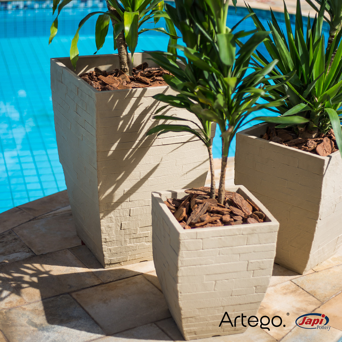 Foto 5 | Set de 3 Macetas Artego Beige 73-52-43 cm para Exteriores