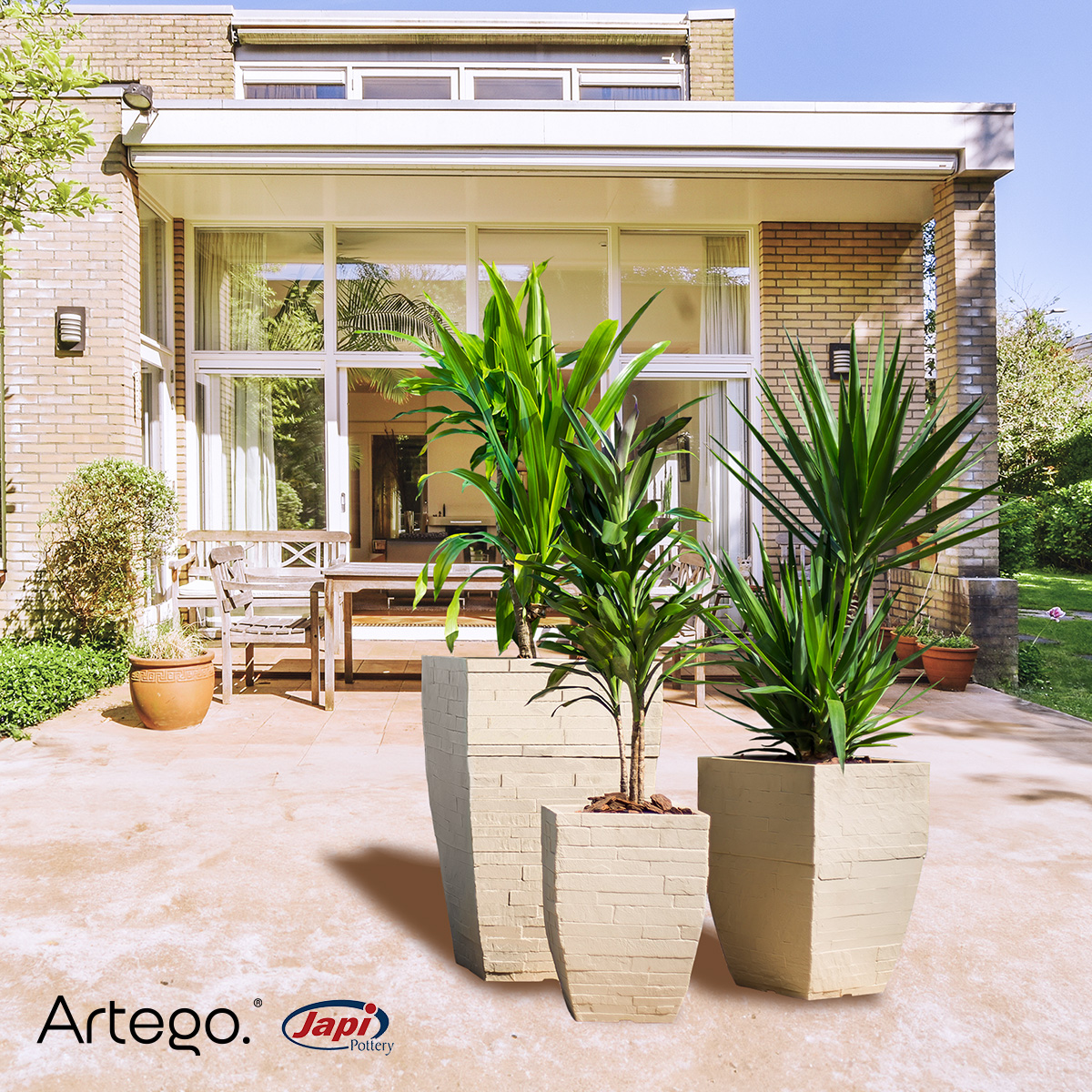 Foto 7 | Set de 3 Macetas Artego Beige 73-52-43 cm para Exteriores