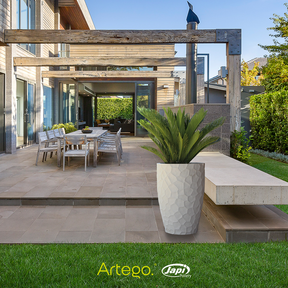 Foto 7 | Maceta Artego Japi Beige para Exteriores Cónica Grande 76 cm de Alto Prisma de Polietileno Ultra Ligera