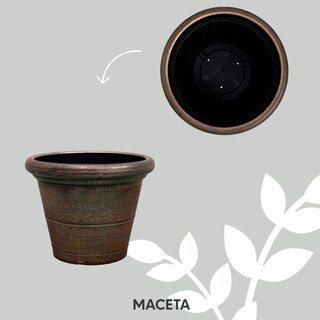 Foto 5 | Maceta Vintage Jauz Tipo Cilindro Detalle Dorado Color Bronce Sólido