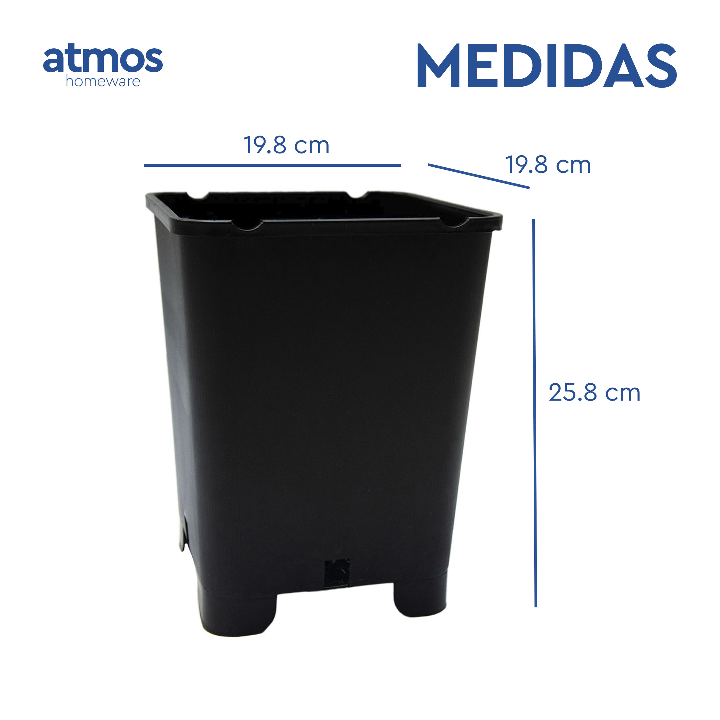 Foto 5 pulgar | Macetas Cuadradas De Plástico Con Patas | 8 Macetas De 7 Litros