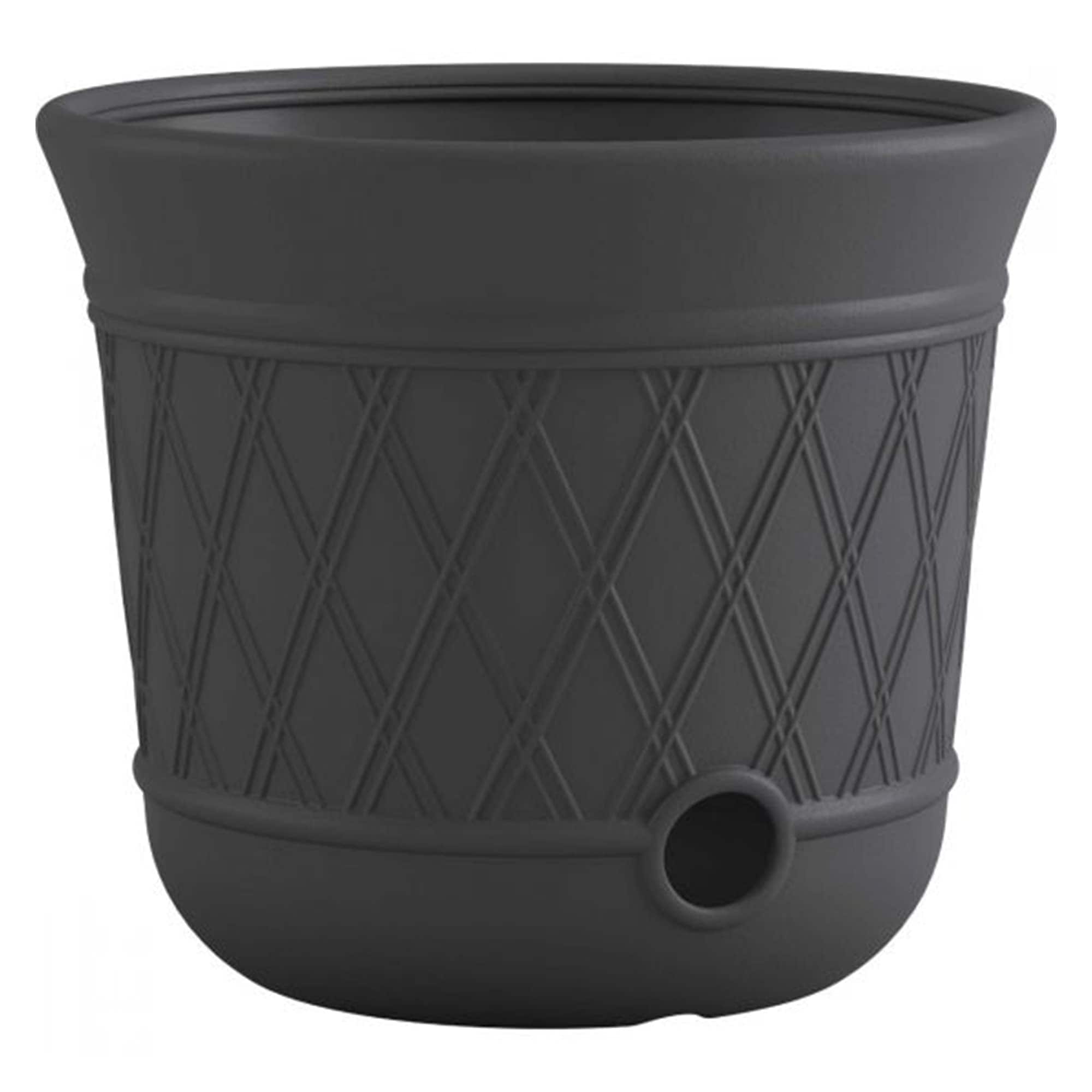 Maceta Redonda De Resina Satinada, Decorativa Para Exteriores, Gris - Venta Internacional. $1,104