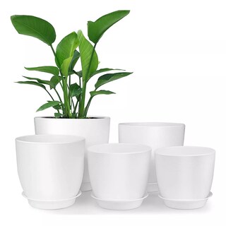 Foto 1 | 5 Pcs Macetas De Plástico Con Riego Automático Para Plantas Eo Safe Imports Esi-17622 Blanco