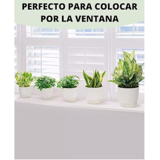 Foto 2 | 5 Pcs Macetas De Plástico Con Riego Automático Para Plantas Eo Safe Imports Esi-17622 Blanco