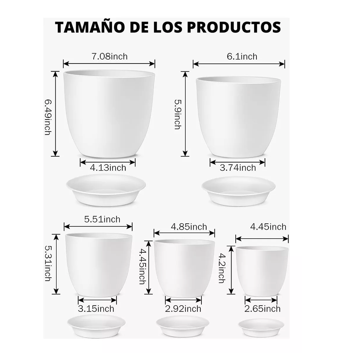 Foto 4 pulgar | 5 Pcs Macetas De Plástico Con Riego Automático Para Plantas Eo Safe Imports Esi-17622 Blanco