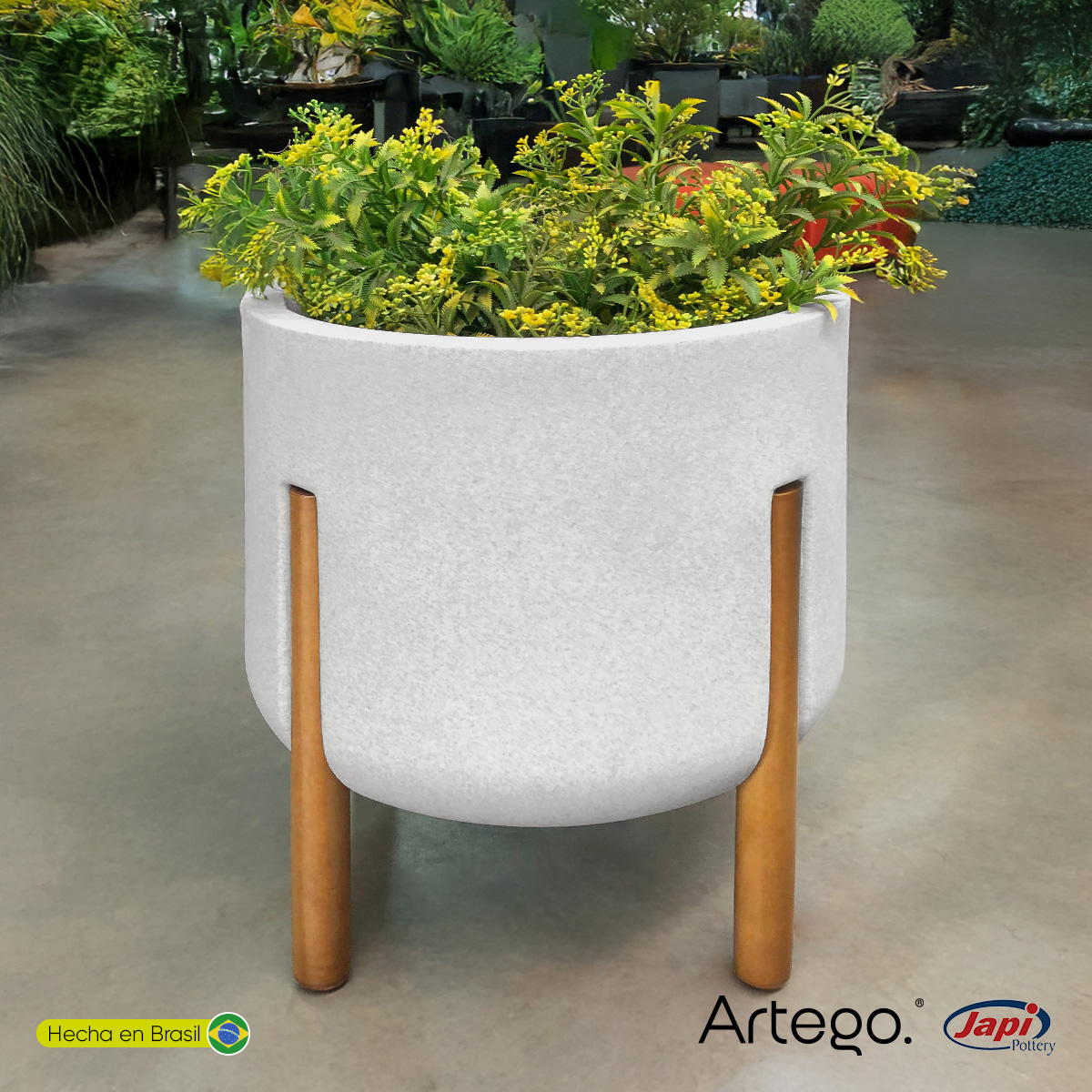 Foto 6 | Maceta Moderna Artego con Base de Madera Blanca