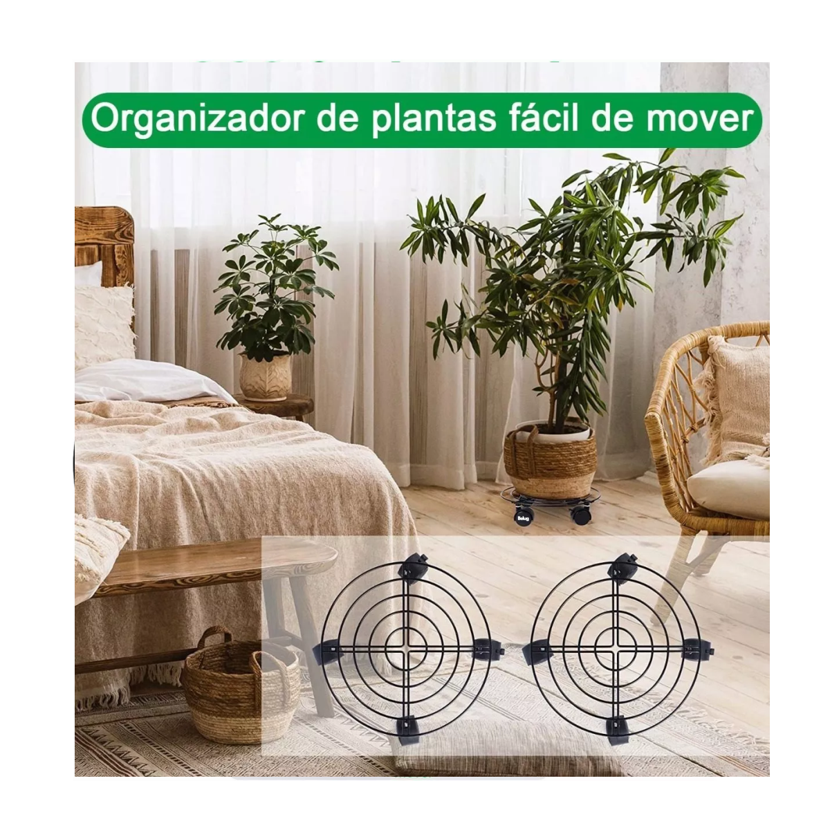 Foto 4 pulgar | 2 Soportes De Base De Maceta De Metal Con Ruedas Belug Negro