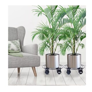 Foto 4 | 2 Soportes De Base De Maceta De Metal Con Ruedas Belug Negro