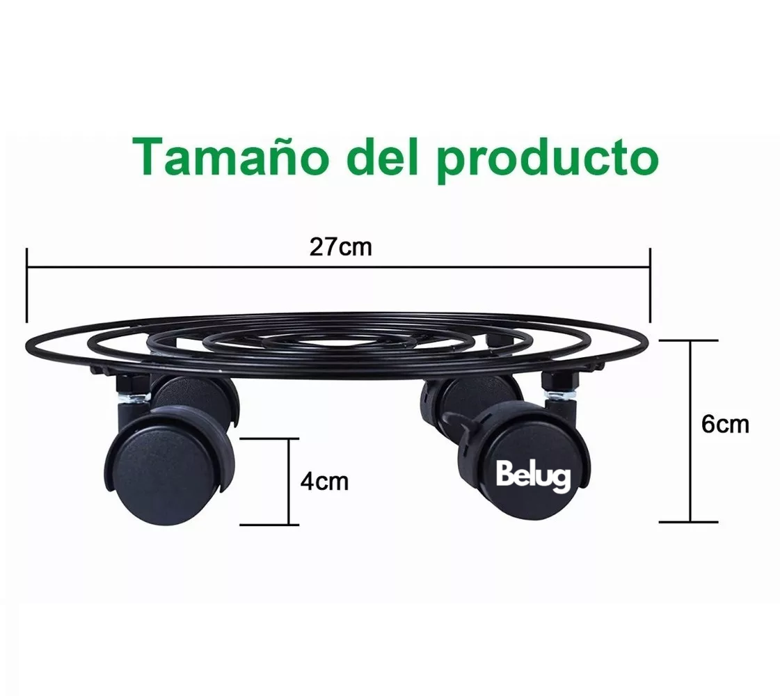 Foto 6 pulgar | 2 Soportes De Base De Maceta De Metal Con Ruedas Belug Negro