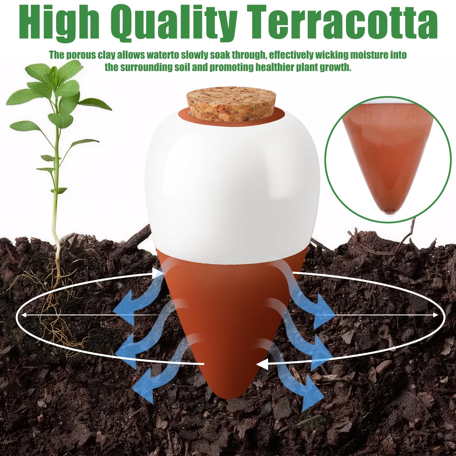 Foto 4 pulgar | Globos De Riego Automático Ollas Con Forma De Espigas De Terracota, Paquete De 4 Unidades - Venta Internacional.