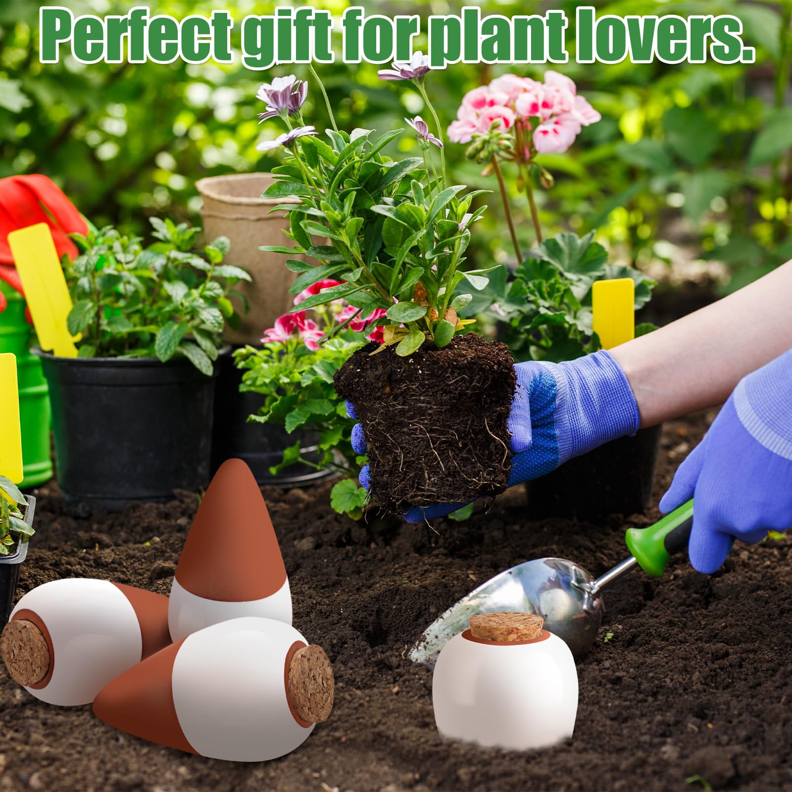 Foto 7 pulgar | Globos De Riego Automático Ollas Con Forma De Espigas De Terracota, Paquete De 4 Unidades - Venta Internacional.