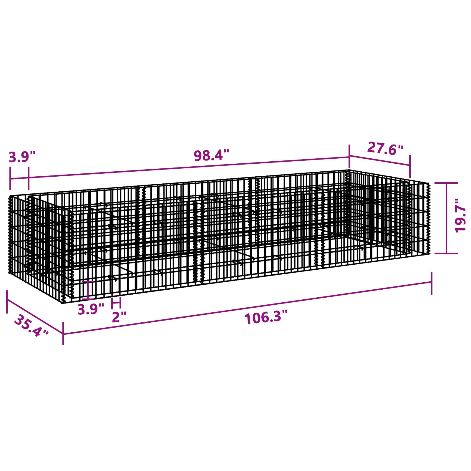 Foto 5 pulgar | Macetero Gabion Vidaxl Rectangular De Acero Galvanizado - Venta Internacional.