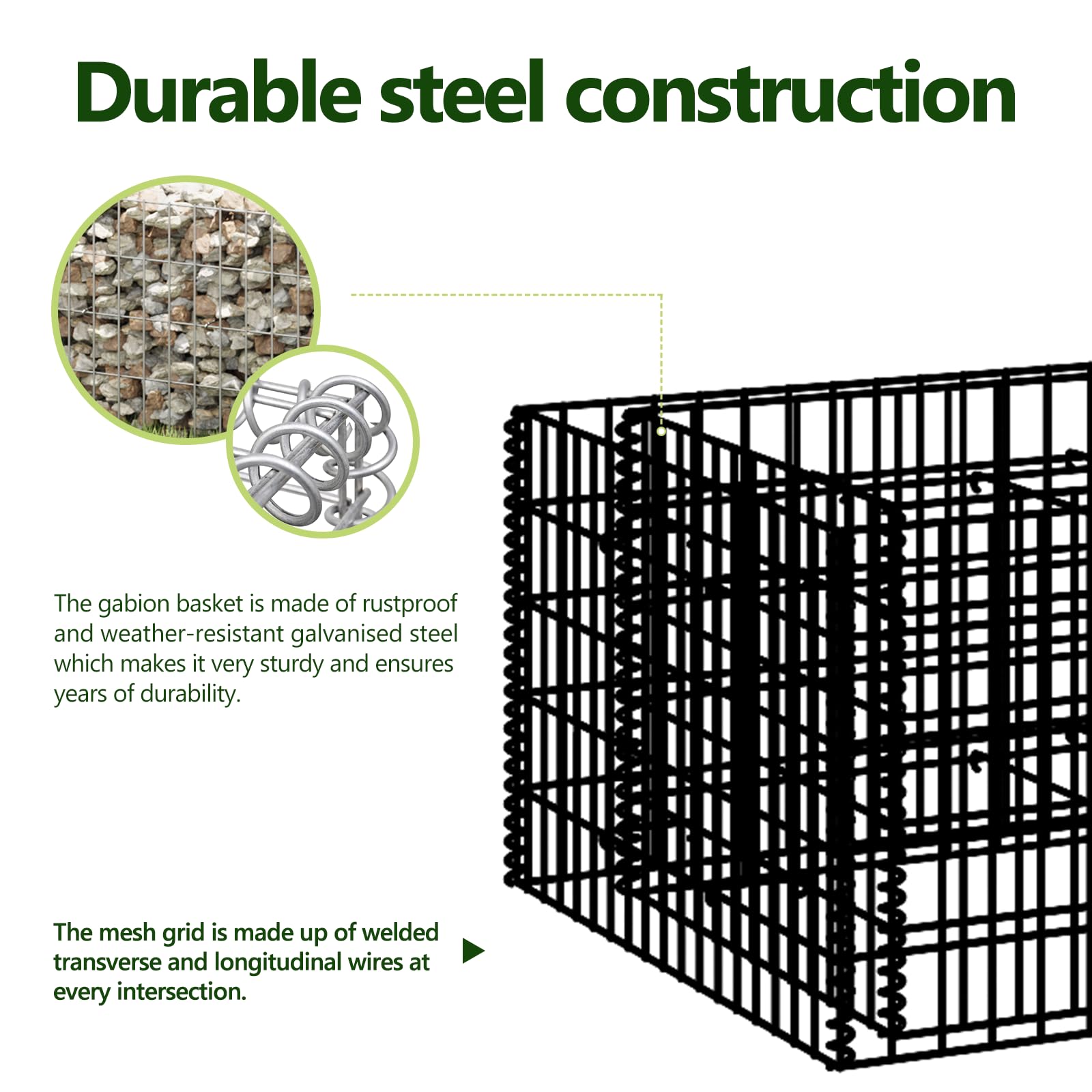 Foto 6 pulgar | Macetero Gabion Vidaxl Rectangular De Acero Galvanizado - Venta Internacional.