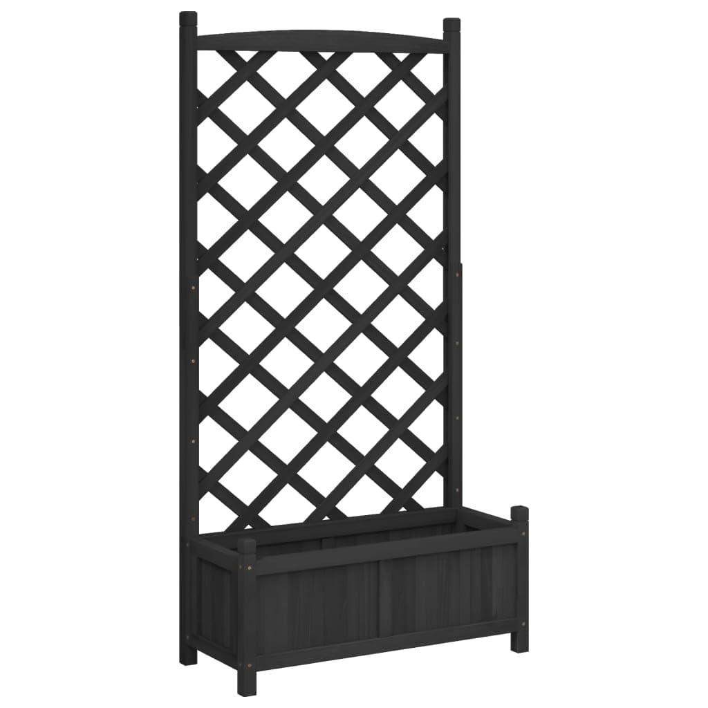 Foto 1 | Jardinera Elevada Con Enrejado Vidaxl, Madera De Abeto Maciza Negra - Venta Internacional.