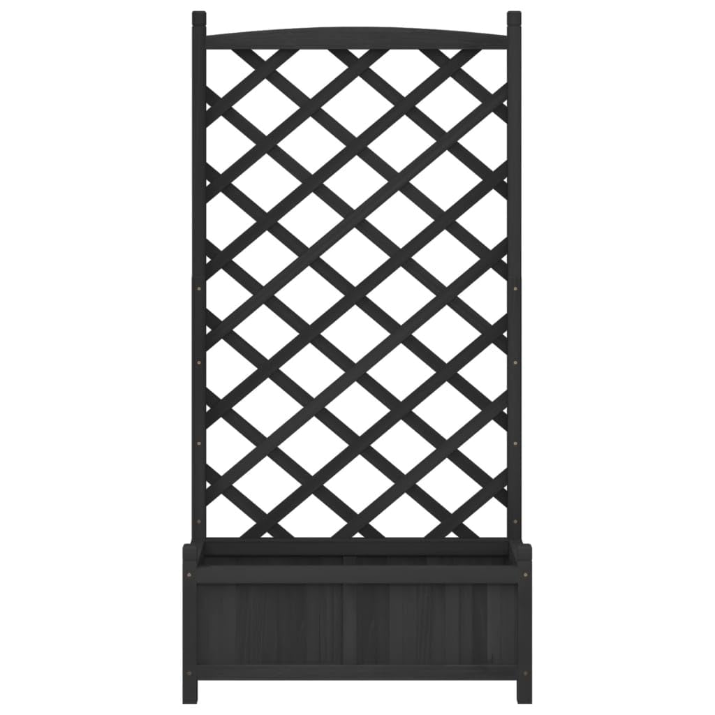 Foto 5 pulgar | Jardinera Elevada Con Enrejado Vidaxl, Madera De Abeto Maciza Negra - Venta Internacional.