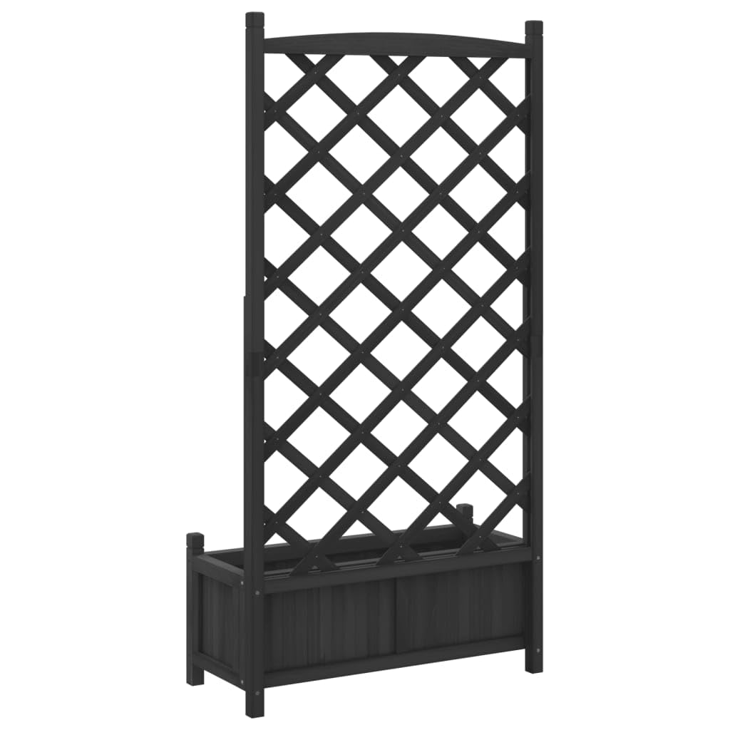 Foto 7 pulgar | Jardinera Elevada Con Enrejado Vidaxl, Madera De Abeto Maciza Negra - Venta Internacional.