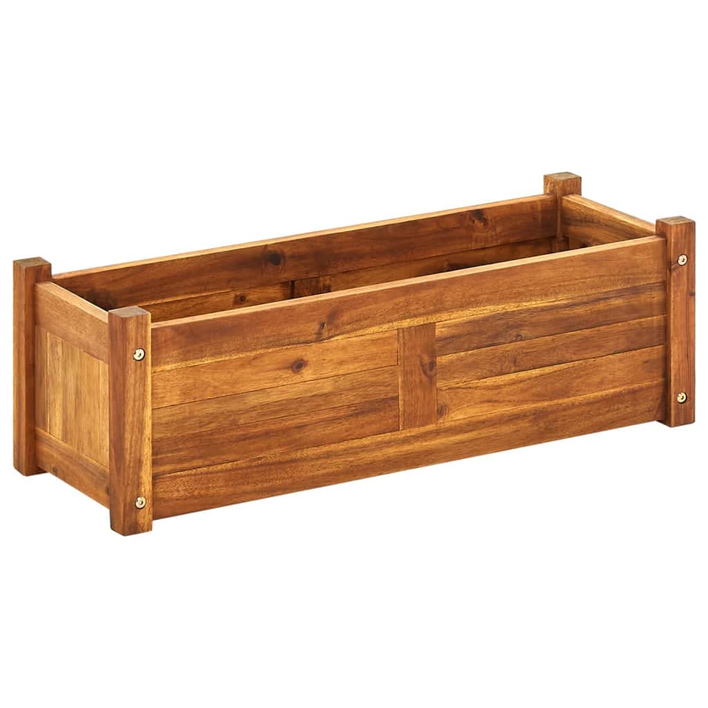 Macizo De Flores Elevado Vidaxl Garden, Madera Maciza De Acacia, Color Marrón - Venta Internacional.