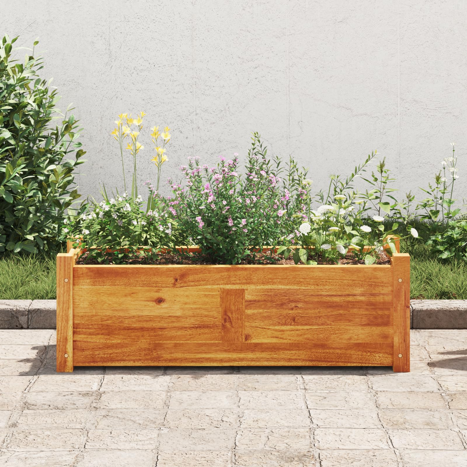 Foto 3 pulgar | Macizo De Flores Elevado Vidaxl Garden, Madera Maciza De Acacia, Color Marrón - Venta Internacional.