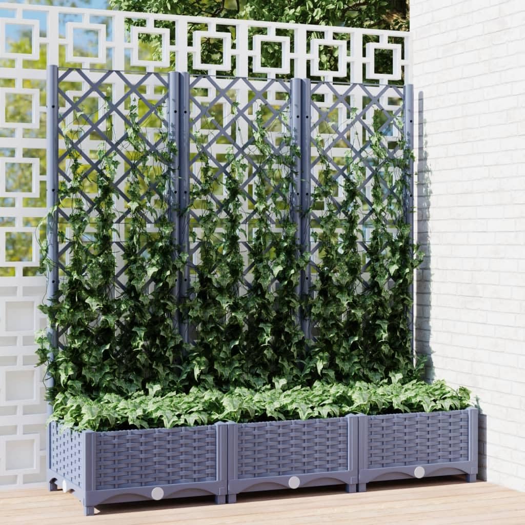 Foto 2 | Jardinera Vidaxl Pp Gris Oscuro Con Enrejado De 120 X 40 X 121 Cm - Venta Internacional.