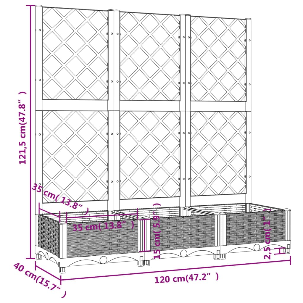 Foto 4 pulgar | Jardinera Vidaxl Pp Gris Oscuro Con Enrejado De 120 X 40 X 121 Cm - Venta Internacional.
