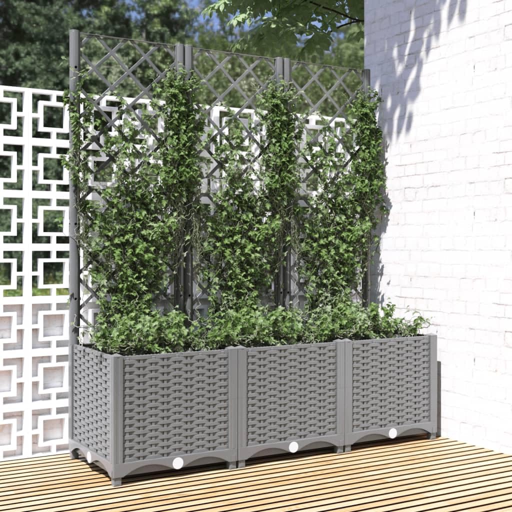 Foto 3 pulgar | Jardinera Con Enrejado Vidaxl De Polipropileno Gris Claro - Venta Internacional.