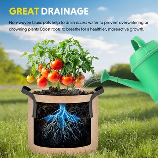 Foto 4 | Macetas De Tela No Tejida Para Aireación Plant Grow Bags Ipower, Paquete De 5 Unidades, 3,8 Litros - Venta Internacion
