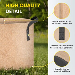 Foto 6 | Macetas De Tela No Tejida Para Aireación Plant Grow Bags Ipower, Paquete De 5 Unidades, 3,8 Litros - Venta Internacion