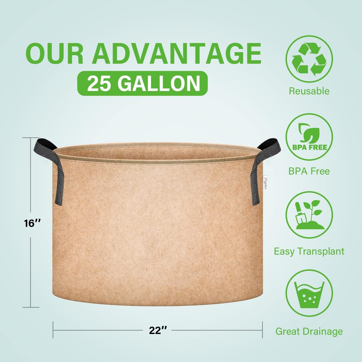 Foto 4 pulgar | Bolsas Para Cultivo De Plantas Ipower, Tela No Tejida De 25 Galones, Paquete De 5 - Venta Internacional.