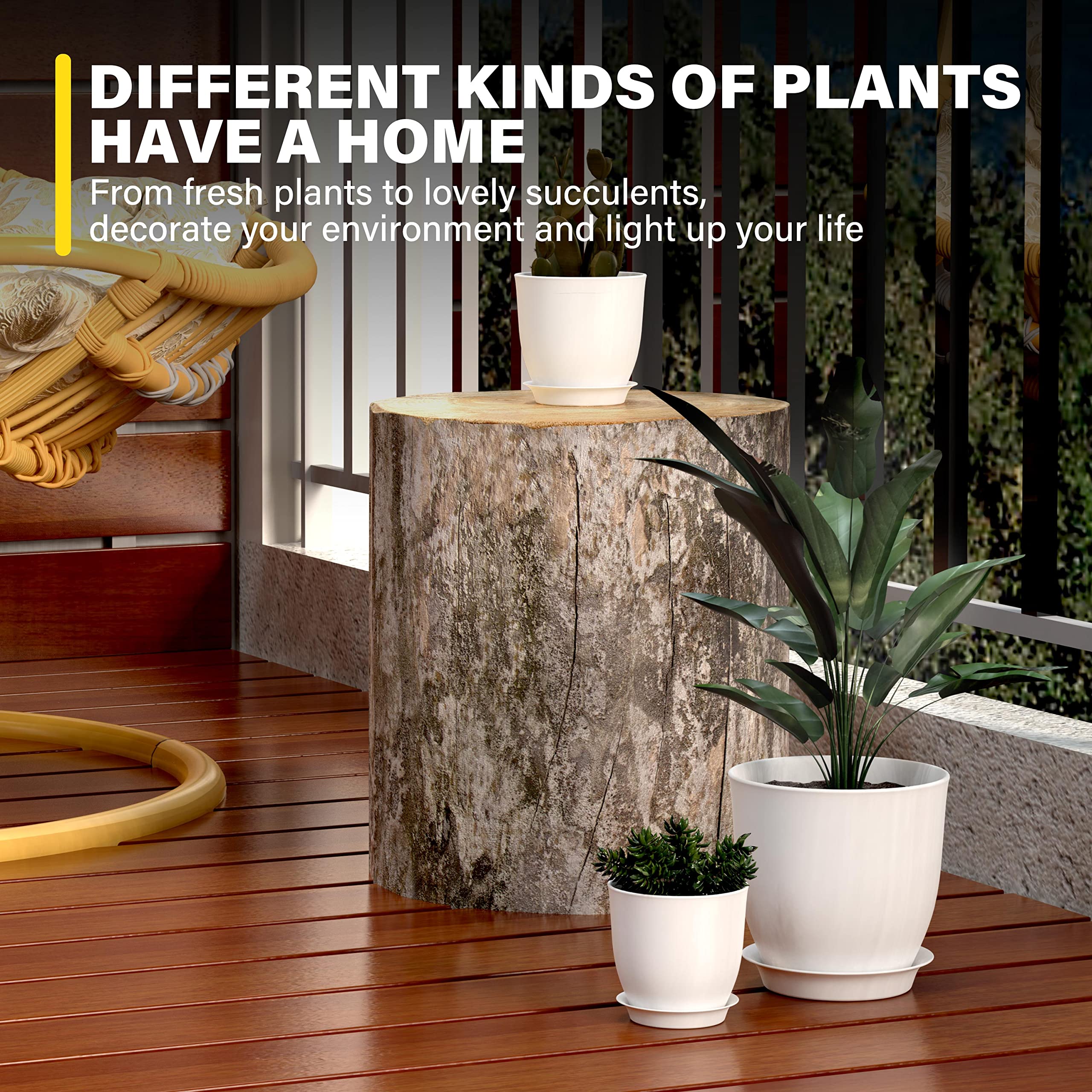 Foto 8 pulgar | Macetas Ipower De Plástico, Juego De 5 Unidades Con Orificios De Drenaje, Color Blanco - Venta Internacional.