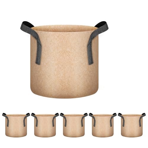 Paquete De 5 Bolsas Grow Bags Ipower, Tela No Tejida, Color Canela, 4 Litros, Con Asa - Venta Internacional.