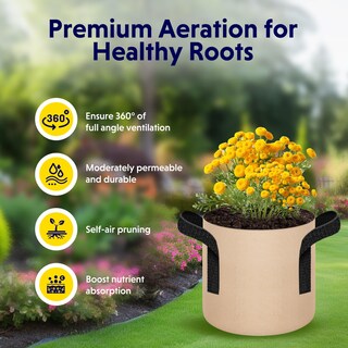 Foto 5 | Paquete De 5 Bolsas Grow Bags Ipower, Tela No Tejida, Color Canela, 4 Litros, Con Asa - Venta Internacional.