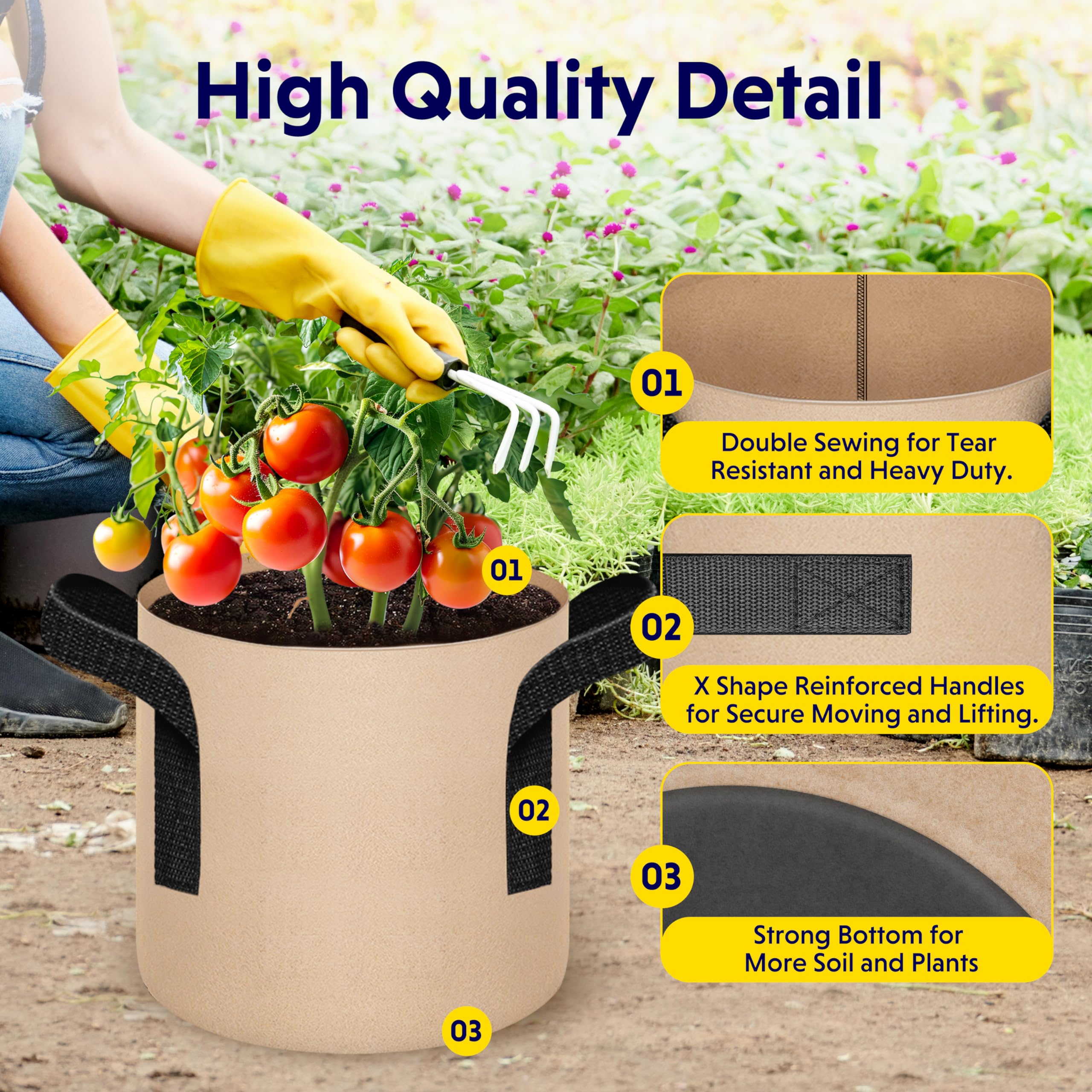 Foto 4 pulgar | Tela No Tejida Para Aireación Plant Grow Bags Ipower, Paquete De 10 Unidades, 4 Litros - Venta Internacional.