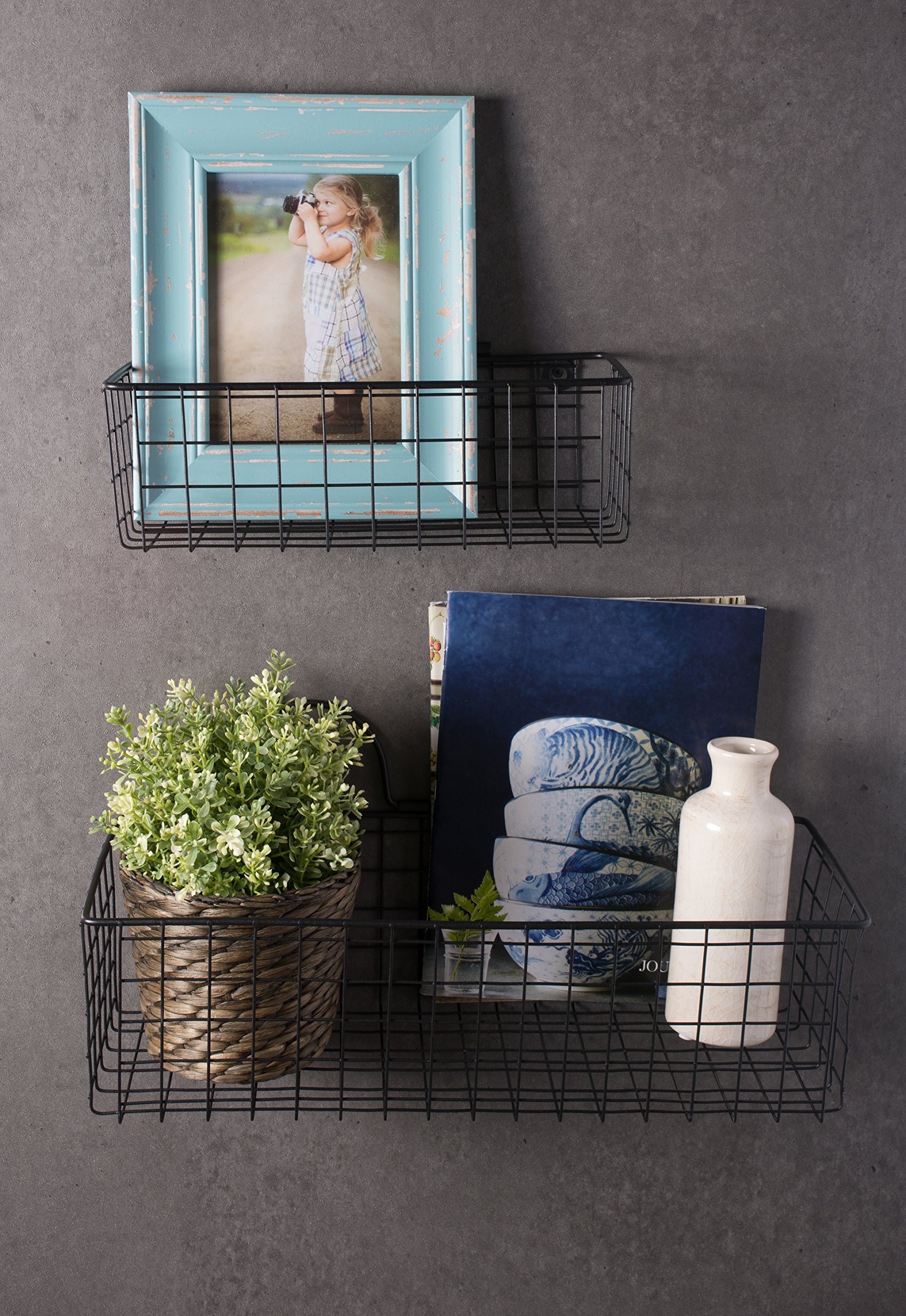 Foto 5 | Cesta De Pared De Alambre Dii Farmhouse, Decoración Vintage, Negra, 2 Piezas - Venta Internacional.