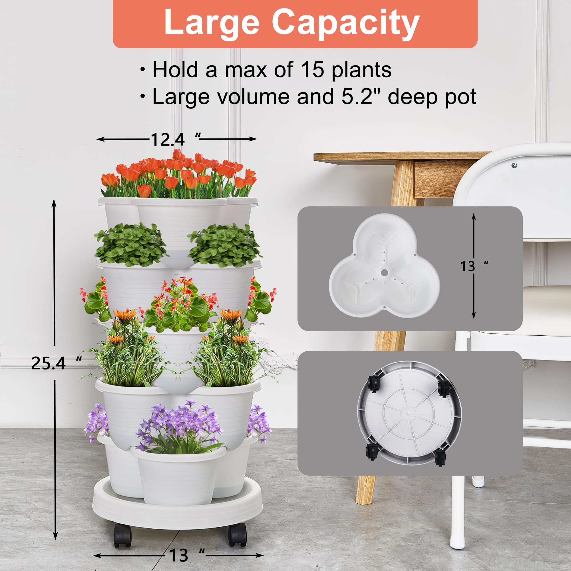 Foto 4 pulgar | Jardinera Vertical Vecelo De 5 Niveles Con Riego Automático, Color Blanco - Venta Internacional.