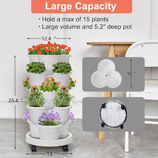 Foto 3 | Jardinera Vertical Vecelo De 5 Niveles Con Riego Automático, Color Blanco - Venta Internacional.