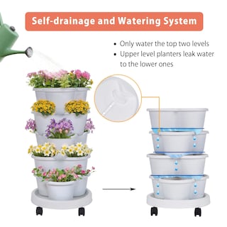 Foto 4 | Jardinera Vertical Vecelo De 5 Niveles Con Riego Automático, Color Blanco - Venta Internacional.