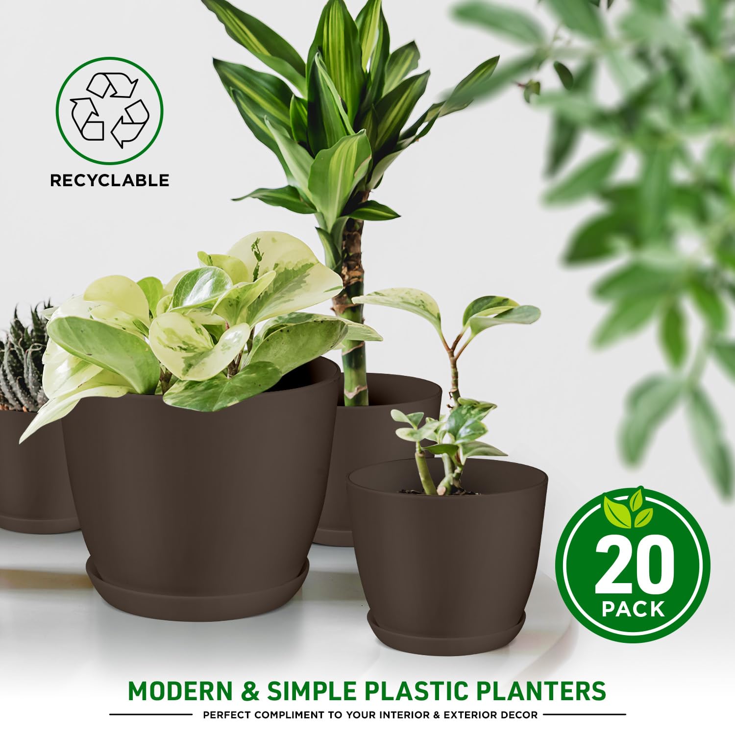 Foto 4 | Macetas Lifemaster, Ligeras Y Duraderas, Juego De 20 Unidades, Color Marrón - Venta Internacional.