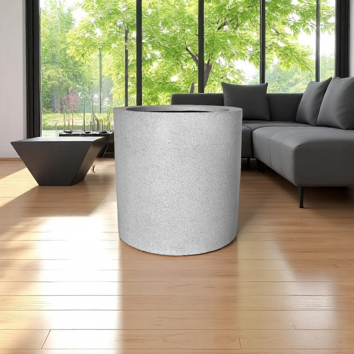 Foto 2 | Maceta Minimalista Simulación Granito Blanco Polietileno 40 Cm Cilindro