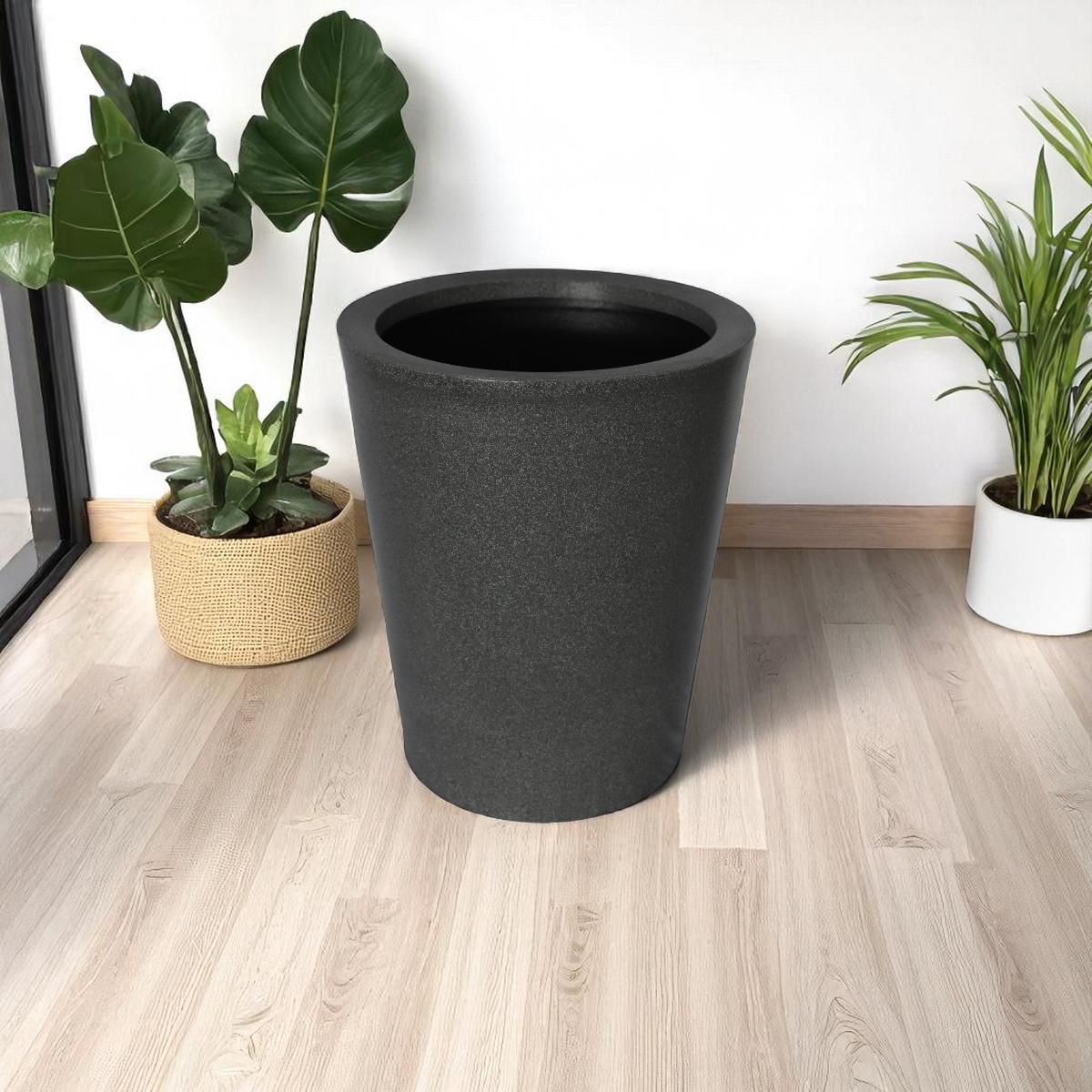 Foto 4 pulgar | Maceta Minimalista Simulación Granito Gris Polietileno 50 Cm Conica
