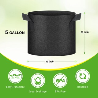 Foto 2 | Bolsas De Cultivo Healsmart Nonwoven De 5 Galones Paquete De 6 Unidades Para Jardín - Venta Internacional.