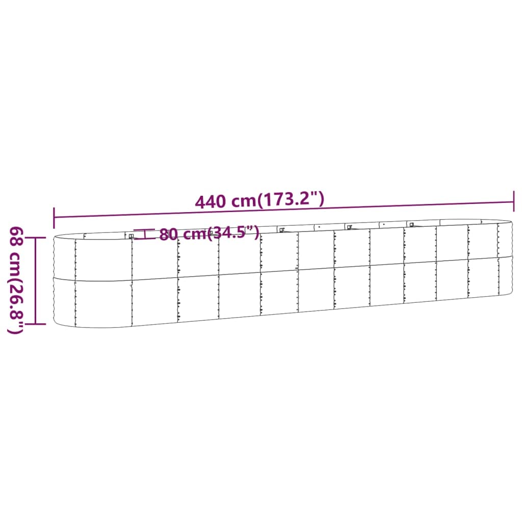 Foto 8 pulgar | Cama De Jardín Elevada Vidaxl De Acero Con Recubrimiento En Polvo Gris  440 X 80 X 68 Cm - Venta Internacional.