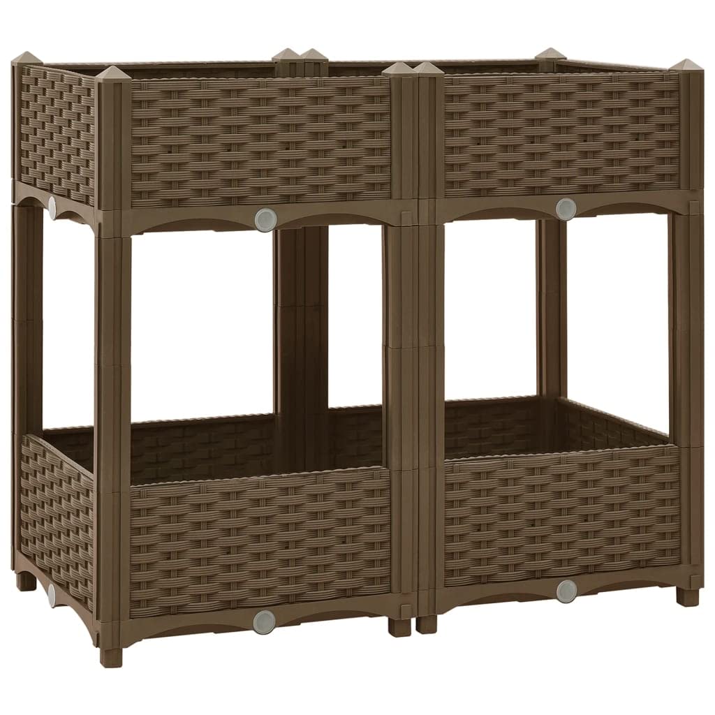 Cama De Jardín Elevada Vidaxl Rectangular Con 2 Estantes  Color Marrón - Venta Internacional.
