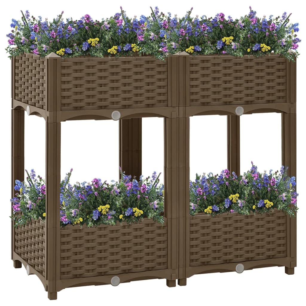 Foto 2 | Cama De Jardín Elevada Vidaxl Rectangular Con 2 Estantes  Color Marrón - Venta Internacional.