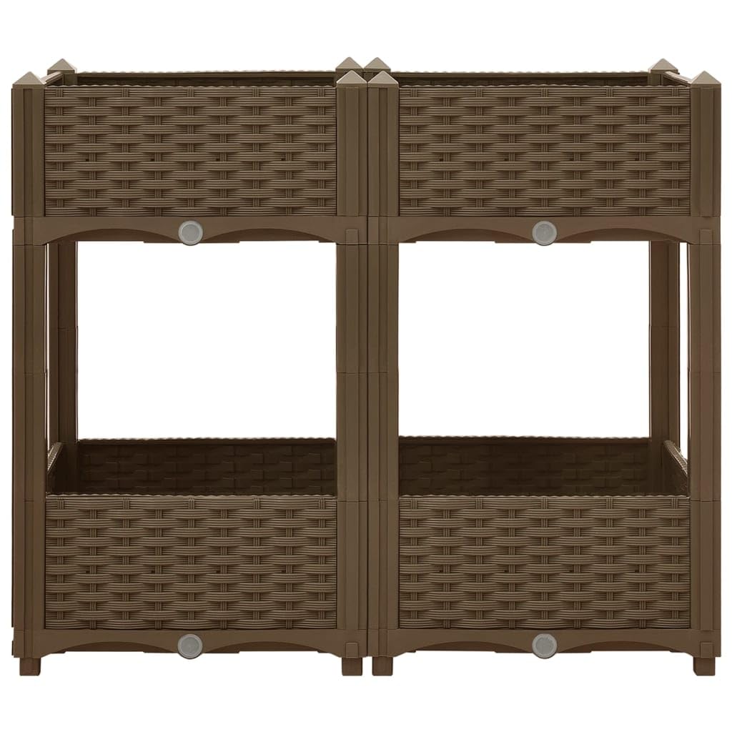 Foto 4 | Cama De Jardín Elevada Vidaxl Rectangular Con 2 Estantes  Color Marrón - Venta Internacional.