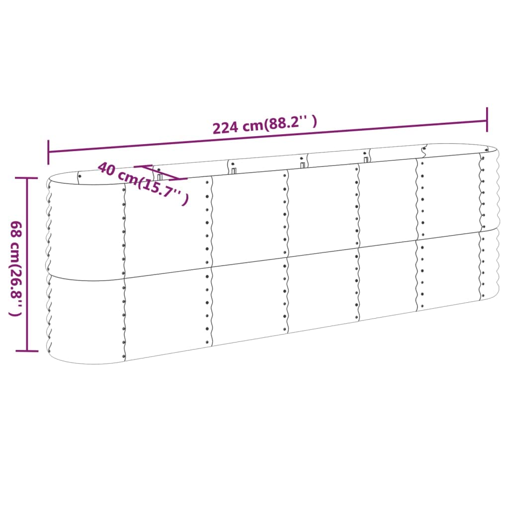 Foto 8 pulgar | Jardinera Elevada Vidaxl  Acero Con Recubrimiento En Polvo Gris  224 X 40 X 68 Cm - Venta Internacional.
