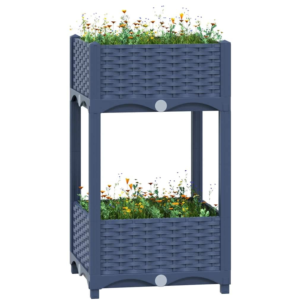 Foto 2 | Jardinera Elevada Vidaxl De Polipropileno Gris Con 2 Estantes - Venta Internacional.