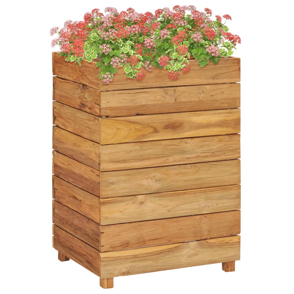 Maceta Con Cama Elevada Vidaxl  Acero Reciclado  Teca  50 X 40 X 72 Cm - Venta Internacional.